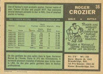 1971-72 O-Pee-Chee #36 Roger Crozier Back