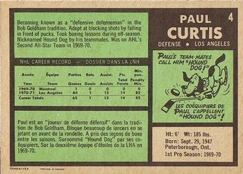 1971-72 O-Pee-Chee #4 Paul Curtis Back