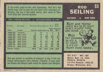 1971-72 O-Pee-Chee #53 Rod Seiling Back