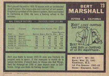 1971-72 O-Pee-Chee #73 Bert Marshall Back