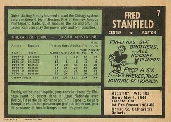1971-72 O-Pee-Chee #7 Fred Stanfield Back