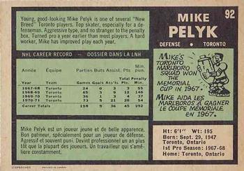1971-72 O-Pee-Chee #92 Mike Pelyk Back