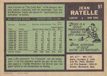 1971-72 O-Pee-Chee #97 Jean Ratelle Back