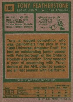 1971-72 Topps #106 Tony Featherstone Back