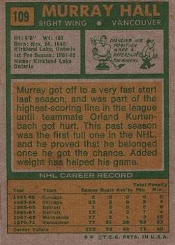 1971-72 Topps #109 Murray Hall Back