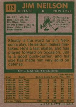 1971-72 Topps #112 Jim Neilson Back