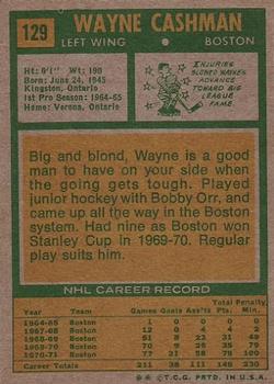 1971-72 Topps #129 Wayne Cashman Back