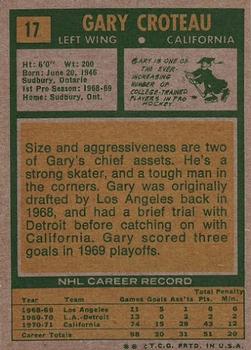 1971-72 Topps #17 Gary Croteau Back
