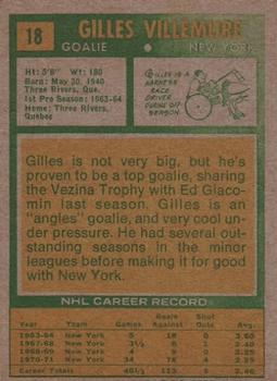1971-72 Topps #18 Gilles Villemure Back