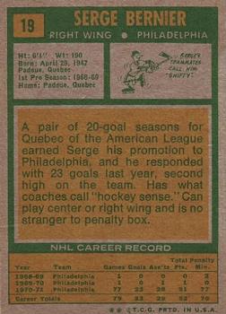 1971-72 Topps #19 Serge Bernier Back