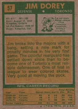 1971-72 Topps #57 Jim Dorey Back