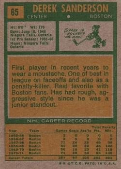 1971-72 Topps #65 Derek Sanderson Back