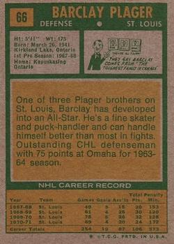 1971-72 Topps #66 Barclay Plager Back