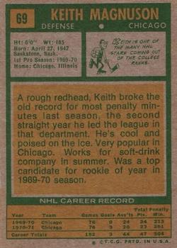 1971-72 Topps #69 Keith Magnuson Back
