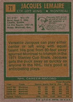 1971-72 Topps #71 Jacques Lemaire Back