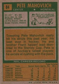 1971-72 Topps #84 Pete Mahovlich Back