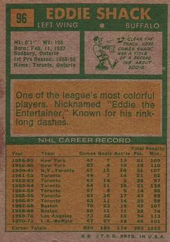 1971-72 Topps #96 Eddie Shack Back
