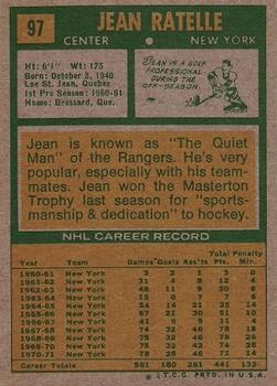 1971-72 Topps #97 Jean Ratelle Back