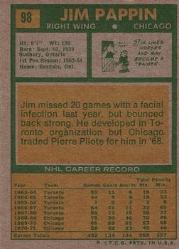 1971-72 Topps #98 Jim Pappin Back