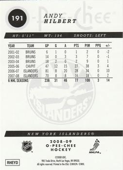2008-09 O-Pee-Chee - Gold #191 Andy Hilbert Back