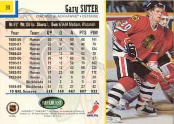 1995-96 Parkhurst International - Emerald Ice #39 Gary Suter Back