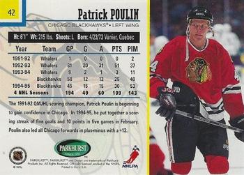 1995-96 Parkhurst International - Emerald Ice #42 Patrick Poulin Back