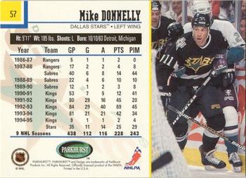 1995-96 Parkhurst International - Emerald Ice #57 Mike Donnelly Back