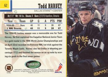 1995-96 Parkhurst International - Emerald Ice #62 Todd Harvey Back