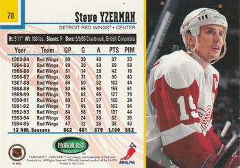 1995-96 Parkhurst International - Emerald Ice #70 Steve Yzerman Back