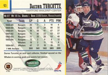 1995-96 Parkhurst International - Emerald Ice #93 Darren Turcotte Back