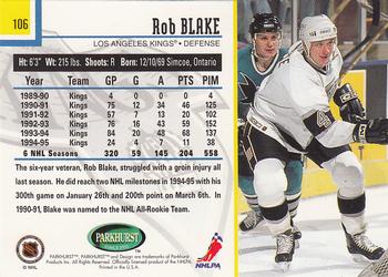 1995-96 Parkhurst International - Emerald Ice #106 Rob Blake Back