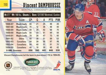 1995-96 Parkhurst International - Emerald Ice #110 Vincent Damphousse Back