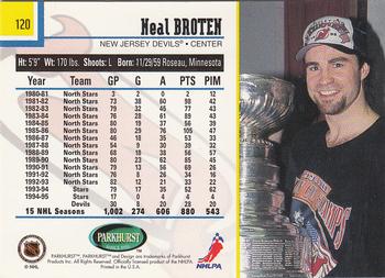 1995-96 Parkhurst International - Emerald Ice #120 Neal Broten Back