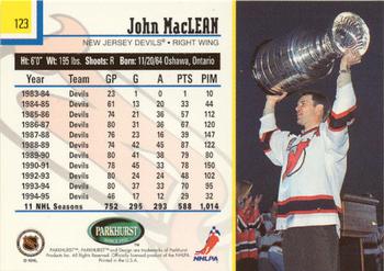1995-96 Parkhurst International - Emerald Ice #123 John MacLean Back