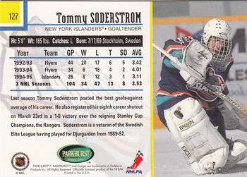 1995-96 Parkhurst International - Emerald Ice #127 Tommy Soderstrom Back