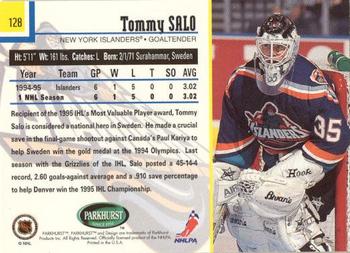 1995-96 Parkhurst International - Emerald Ice #128 Tommy Salo Back