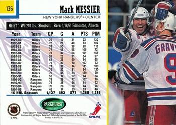 1995-96 Parkhurst International - Emerald Ice #136 Mark Messier Back