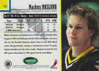 1995-96 Parkhurst International - Emerald Ice #163 Markus Naslund Back