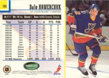 1995-96 Parkhurst International - Emerald Ice #180 Dale Hawerchuk Back