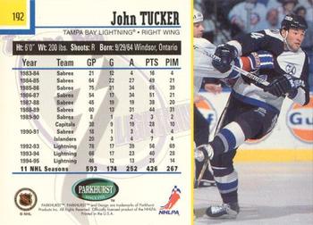 1995-96 Parkhurst International - Emerald Ice #192 John Tucker Back