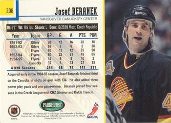 1995-96 Parkhurst International - Emerald Ice #208 Josef Beranek Back