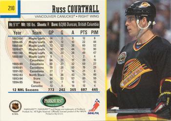 1995-96 Parkhurst International - Emerald Ice #210 Russ Courtnall Back