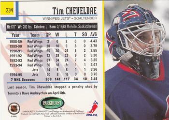 1995-96 Parkhurst International - Emerald Ice #234 Tim Cheveldae Back