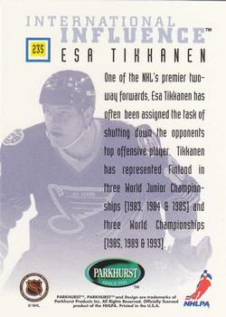 1995-96 Parkhurst International - Emerald Ice #235 Esa Tikkanen Back