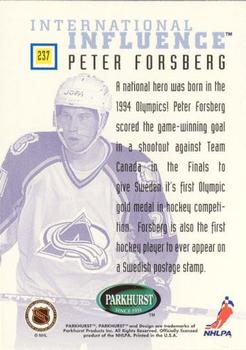 1995-96 Parkhurst International - Emerald Ice #237 Peter Forsberg Back