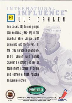 1995-96 Parkhurst International - Emerald Ice #245 Ulf Dahlen Back
