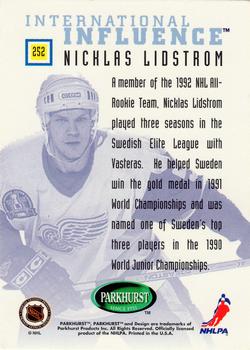 1995-96 Parkhurst International - Emerald Ice #252 Nicklas Lidstrom Back