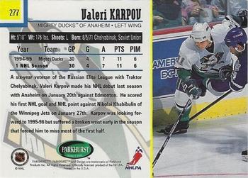 1995-96 Parkhurst International - Emerald Ice #277 Valeri Karpov Back
