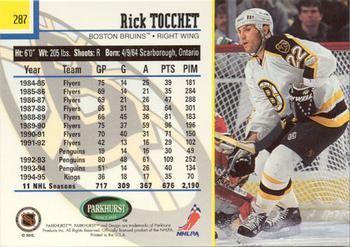1995-96 Parkhurst International - Emerald Ice #287 Rick Tocchet Back