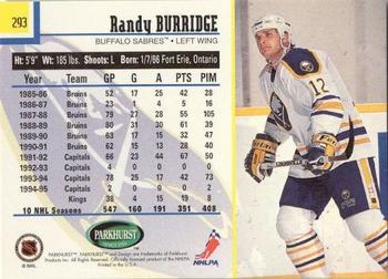 1995-96 Parkhurst International - Emerald Ice #293 Randy Burridge Back